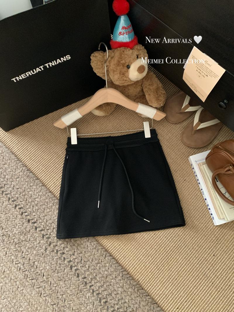 

Women s High Waist Casual Gray & Black Midi Skirt – Sporty Summer Drawstring Sweatshirt Dress, Slimming, Comfortable Outerwear, Short Hip Wrap Design. XL чёрный