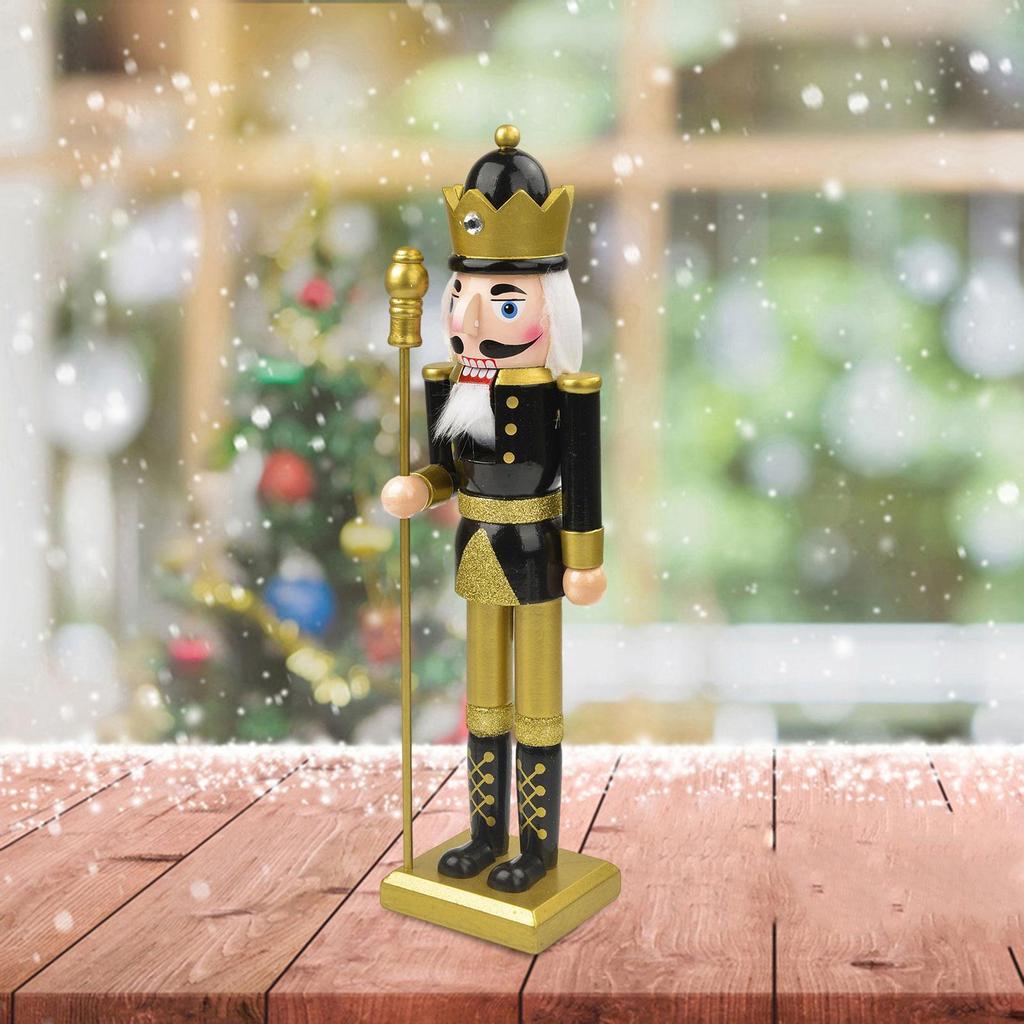 Christmas Nutcracker Hand Painted Doll Wooden King Solider Figurine for Display Party