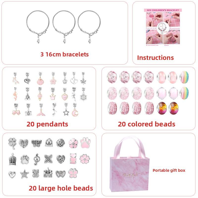 Cartoon Pink Set DIY Handmade Jewelry Children's Bracelet Women's Exquisite Gift Box Bracelet