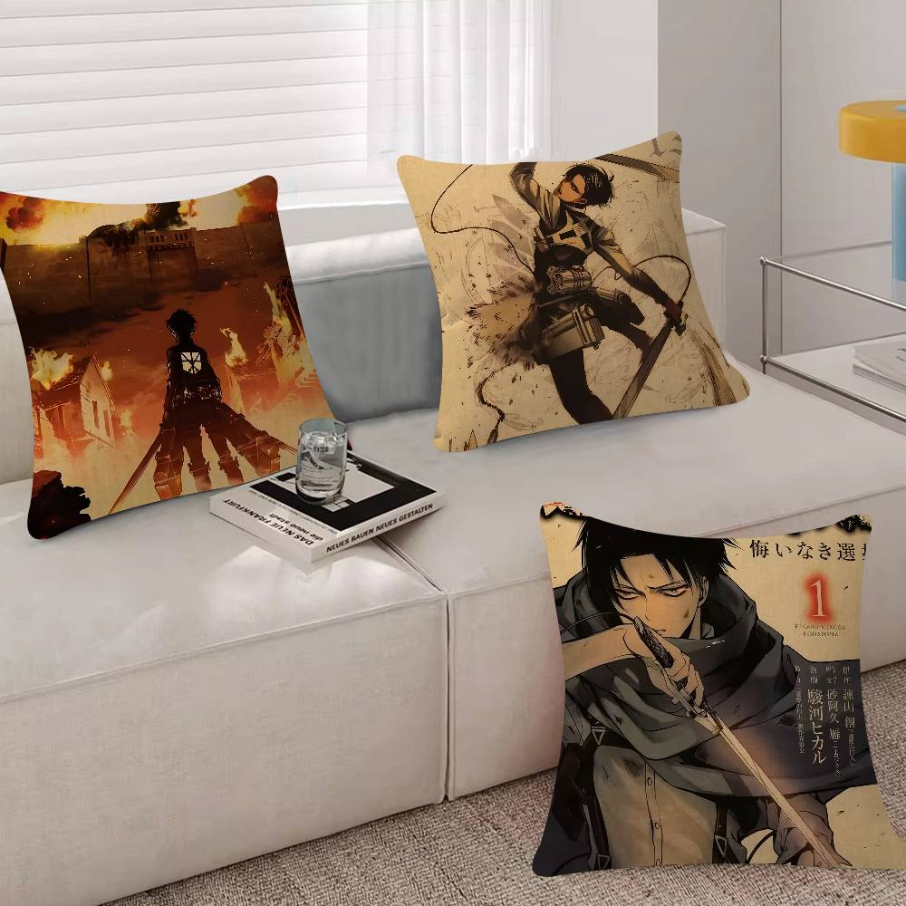 Vintage Anime AAttack On Titan Pillowcase Toon Gift Cushion Cover Bedroom Home Sofa Chair Seat Decor Pillow Case