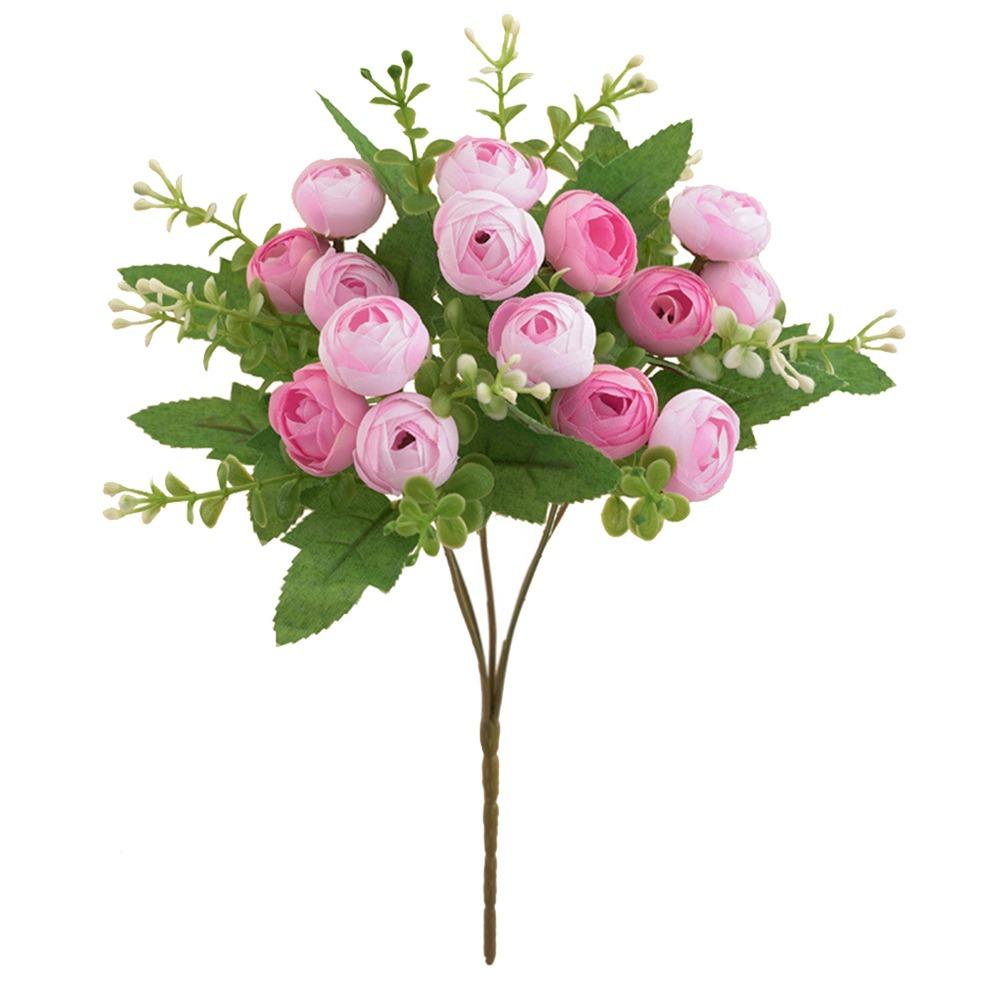 15 Heads Tea Rose Artificial Flower Multicolor Faux Flower Simulation Rose Flower  Home Decoration
