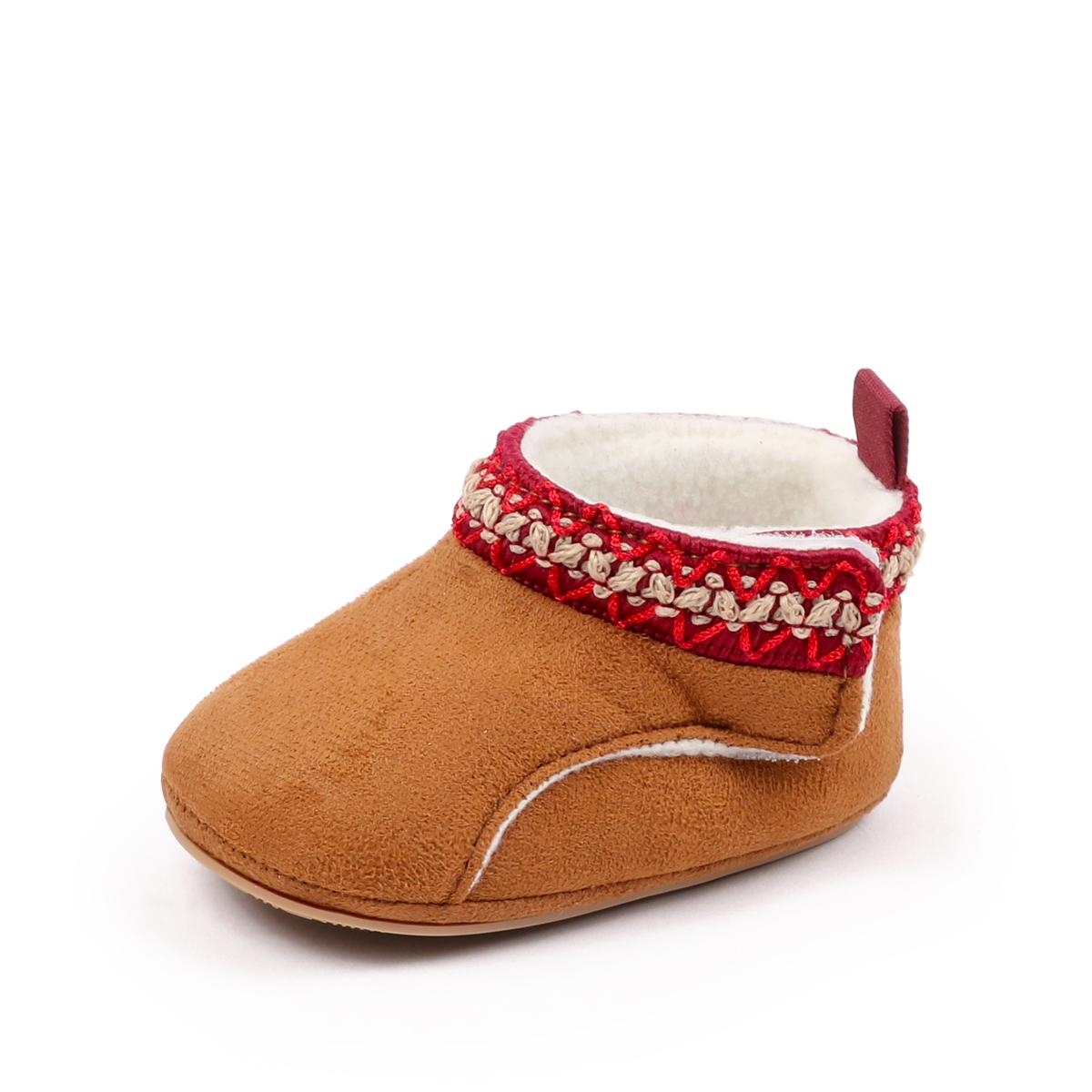

Winter Baby Warm Snow Boots Girls Low-top Cotton Shoes Boys Short Boots Fur Inside Little Princess Suede Upper Baby Shoes 0-6 months коричневый