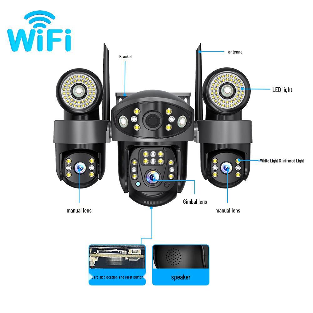 V380 Solar-Powered Outdoor Waterproof Camera with Dual Light and Tri-Screen Bullet & Dome Integration