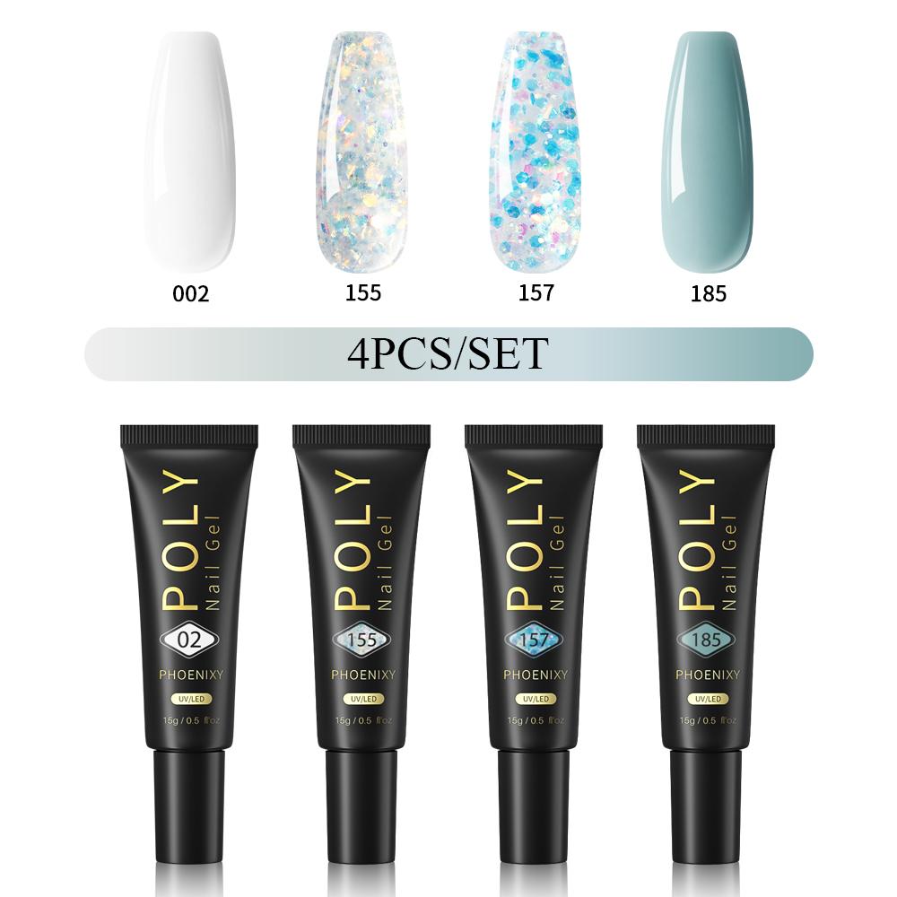 PHOENIXY Poly Nail Gel na prodloužení nehtů Rychlý stavební gel na prsty s 37 barvami Poly Nail Gel na prodloužení a akrylový gelový lak na nail Art