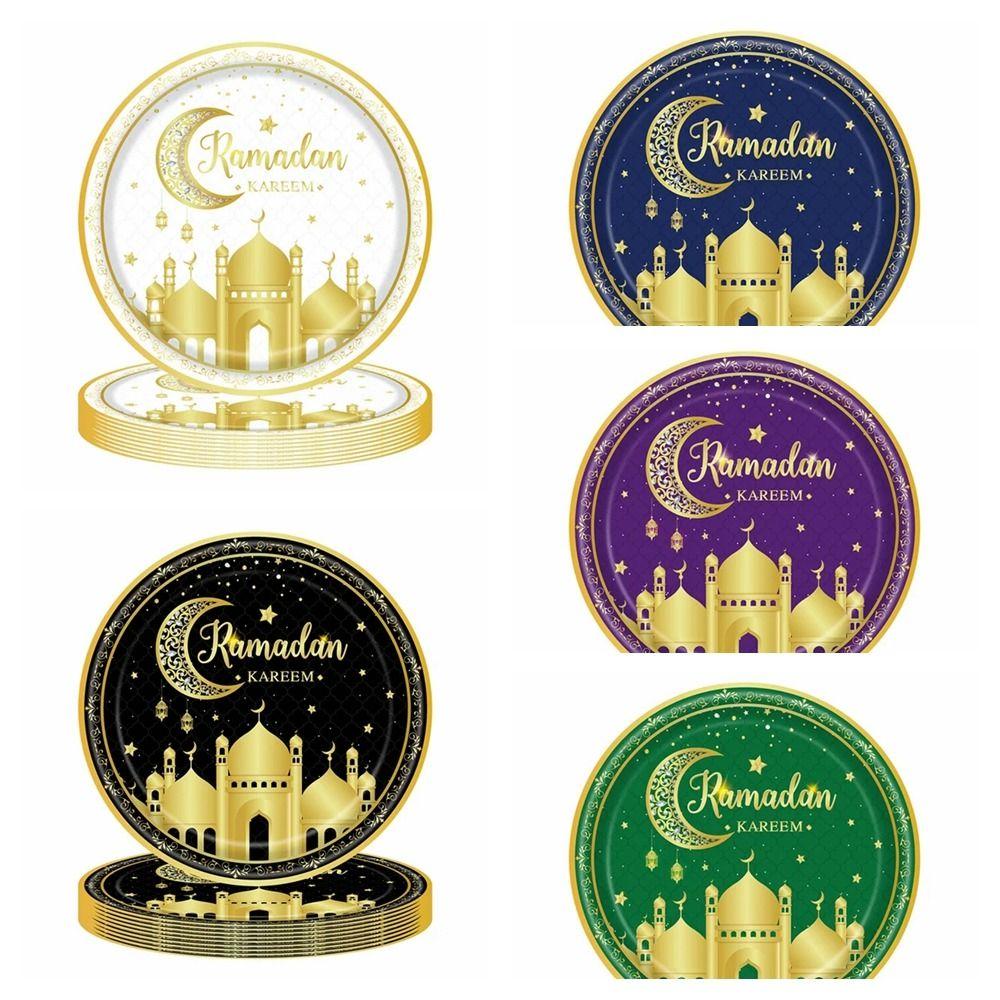 24 Guests Eid Mubarak Disposable Tableware Ramadan Kareem Party Supplies Eid Mubarak