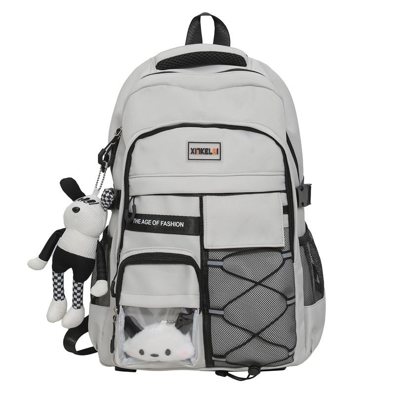 

School bag, new large-capacity student bag, travel backpack, strong and durable, primary and secondary school students, junior and high school single package серый