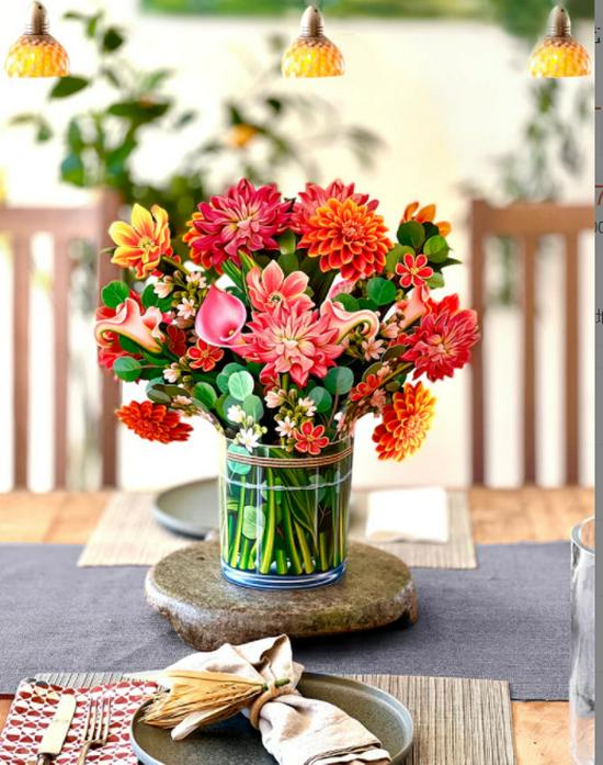 3D Pop-up Mother's Day Greeting Card with Hand-held Flowers