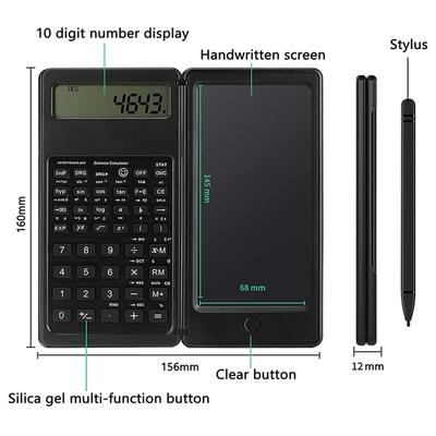 2-In-1 Foldable Scientific Calculator & 6 Inch Writing Tablet 10 Digit LCD Display For College Office Student Teacher Accountant