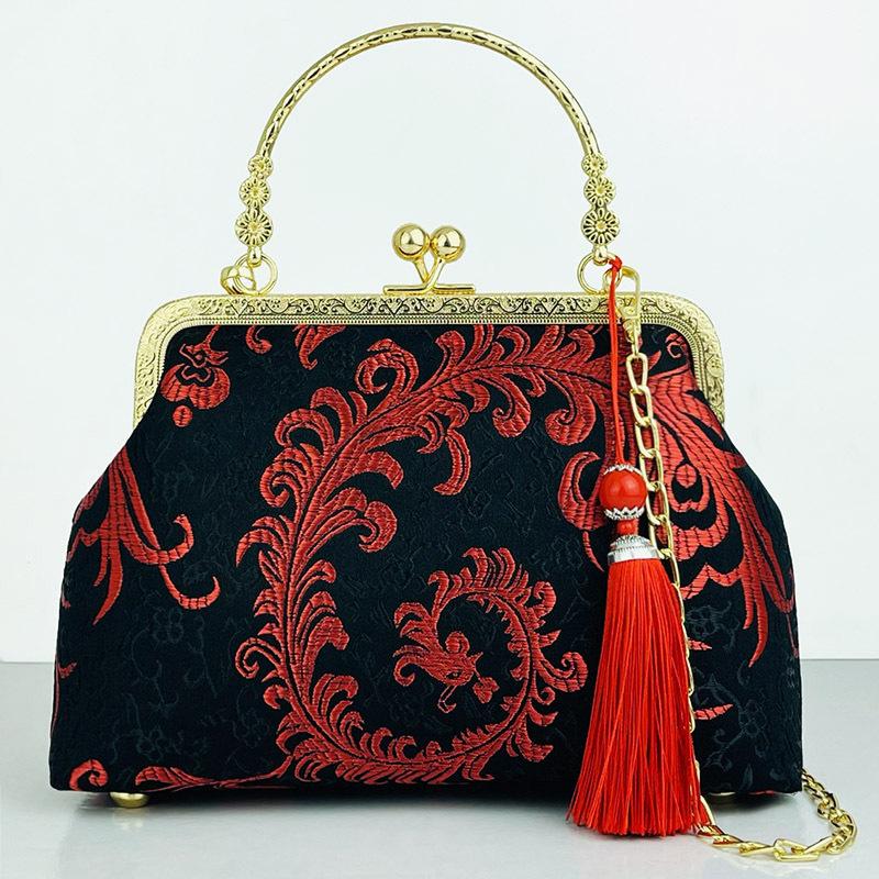 Fashion Silk Bag Tote Shoulder Crossbody Chain Women Handbag Embroidery Chinese Cheongsam Female   Bags Clutch Purse