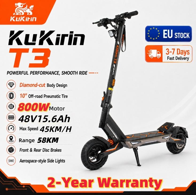 Elektrická kolobežka KuKirin T3 Motor 800W Batéria 48V15.6Ah 45KM/h Maximálny dojazd 58KM Skladacia elektrická kolobežka 10" Kolesá E-Kolobežka