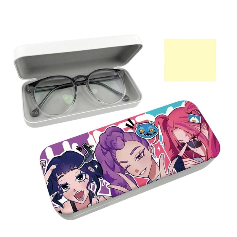Anime PU Leather Glasses Case Witch Hunters Design Soft Lining for Scratch Prevent Eyewear Holder for Daily Travel Use