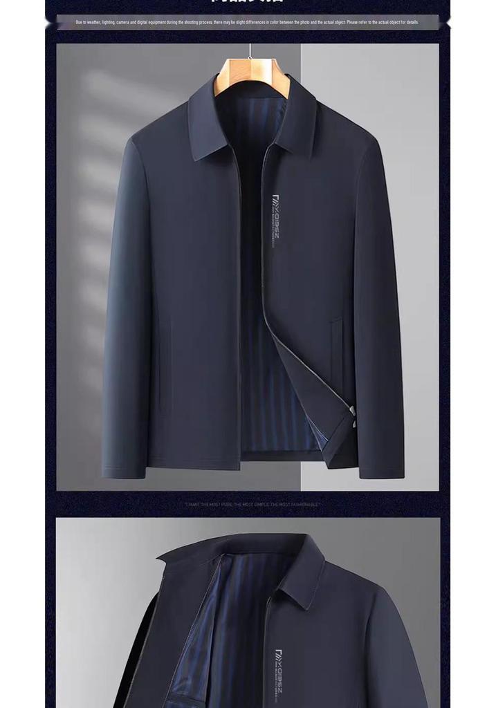 High-Grade Men's Lapel Coat - Business Casual Jacket for Middle-Aged & Elderly Dads, Fashionable & Versatile for Spring and Autumn.