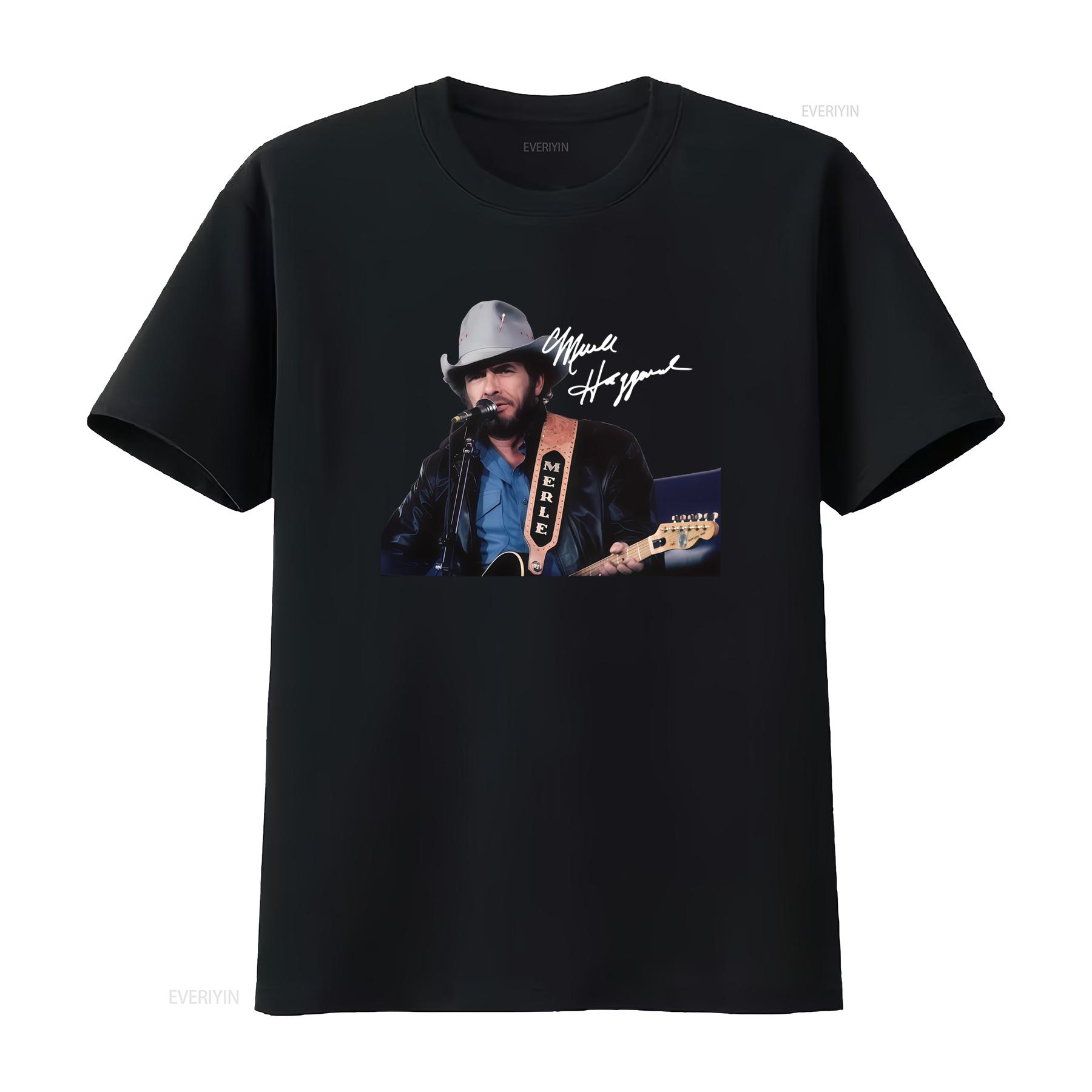 

Merle Haggard Signature Cotton T Shirt Musician Design All Sizes S M L XL 2345XL vintage Washed Soft Top For Everyday Wear 4XL