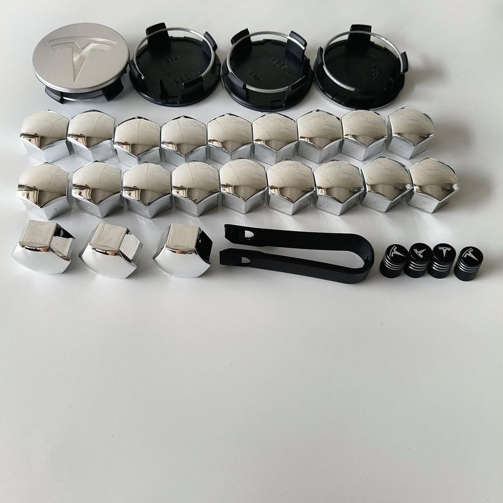 DQVFC1 56MM 5 Pièces 27 Pièces 31 Pièces Pour Tesla Model3 S/X Y Cache-Moyeu de Roue Jante Cache-Centre de Roue Accessoires de Décoration Cybertruck Roadster