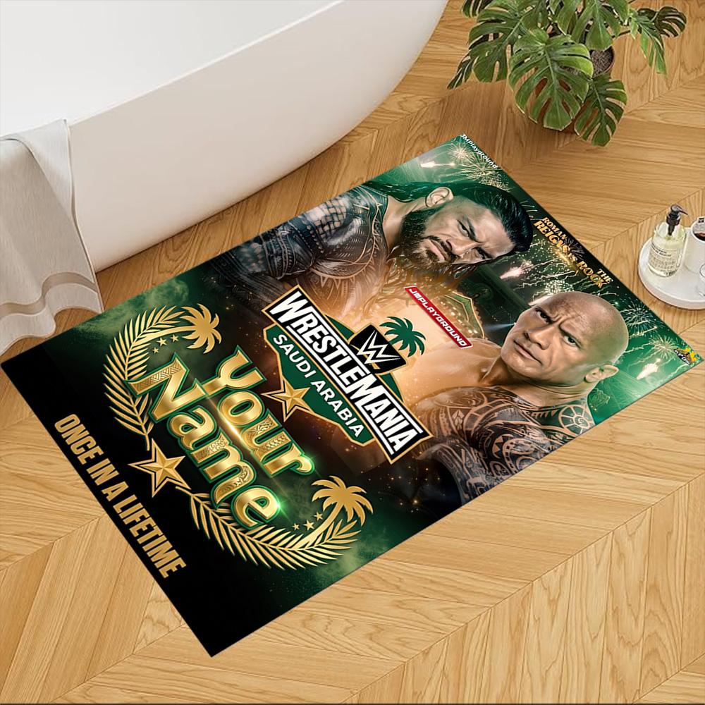 Wrestlemania Personalisierter Namens Teppich Perfekt für Arbeitszimmer Balkon Wohnheim Dekorieren Sie Zimmer Rutschfester Teppich Dekorieren Sie Büros