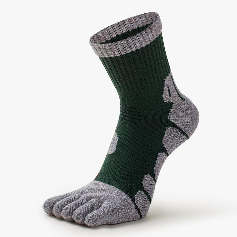 Men's Five-Toe Thick Terry Socks - Breathable, Sweat-Absorbent, Anti-Odor, Ideal for Autumn/Winter Outdoor Running