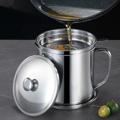 1.3L/1.8L Oil Filter Pot Large Capacity Lard Strainer Filter Tank Storage Container Grease Keeper Cooking Oil Strainer Kitchen