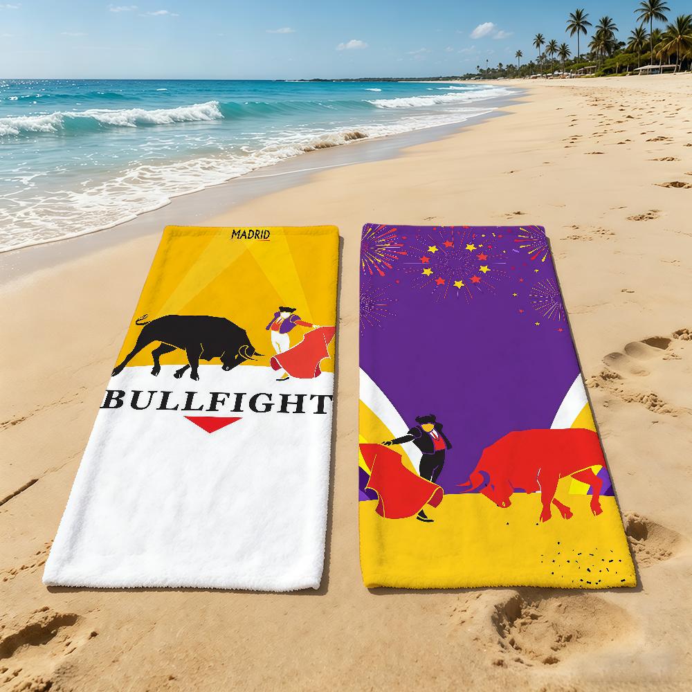 Bullfighting Spanish Towel For Outdoor Camping Beach Towel Super Absorbent Quick-Drying Summer Towel