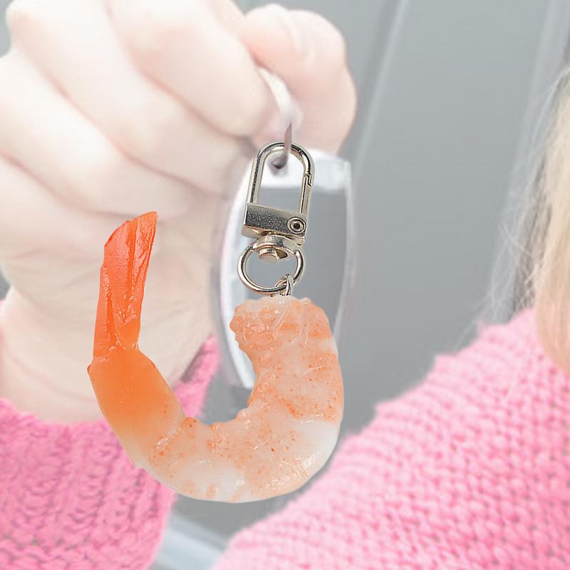 Food Keychain Charm Women Keychain Imitation Shrimp Fake Shrimp Keychain Key Ring Pendant Creative Keyring Fun Cute For Car Key
