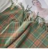 Women's Imitation Cashmere Plaid Scarf - Korean/Japanese Style, Warm Contrast Color Tassel Shawl for Autumn/Winter.