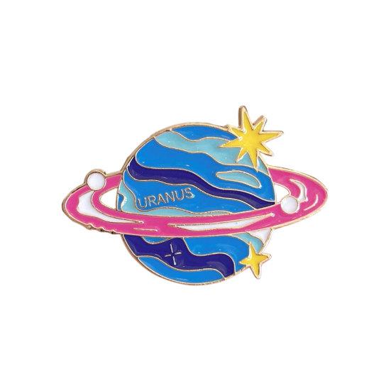 De Otte Planeter Broche, Venus/Jorden/Jupiter/Uranus/Neptun Broche, Metalmærke, Kreativ Planet Serie Broche, Emaljenåle til Skoletaske Rygsæk