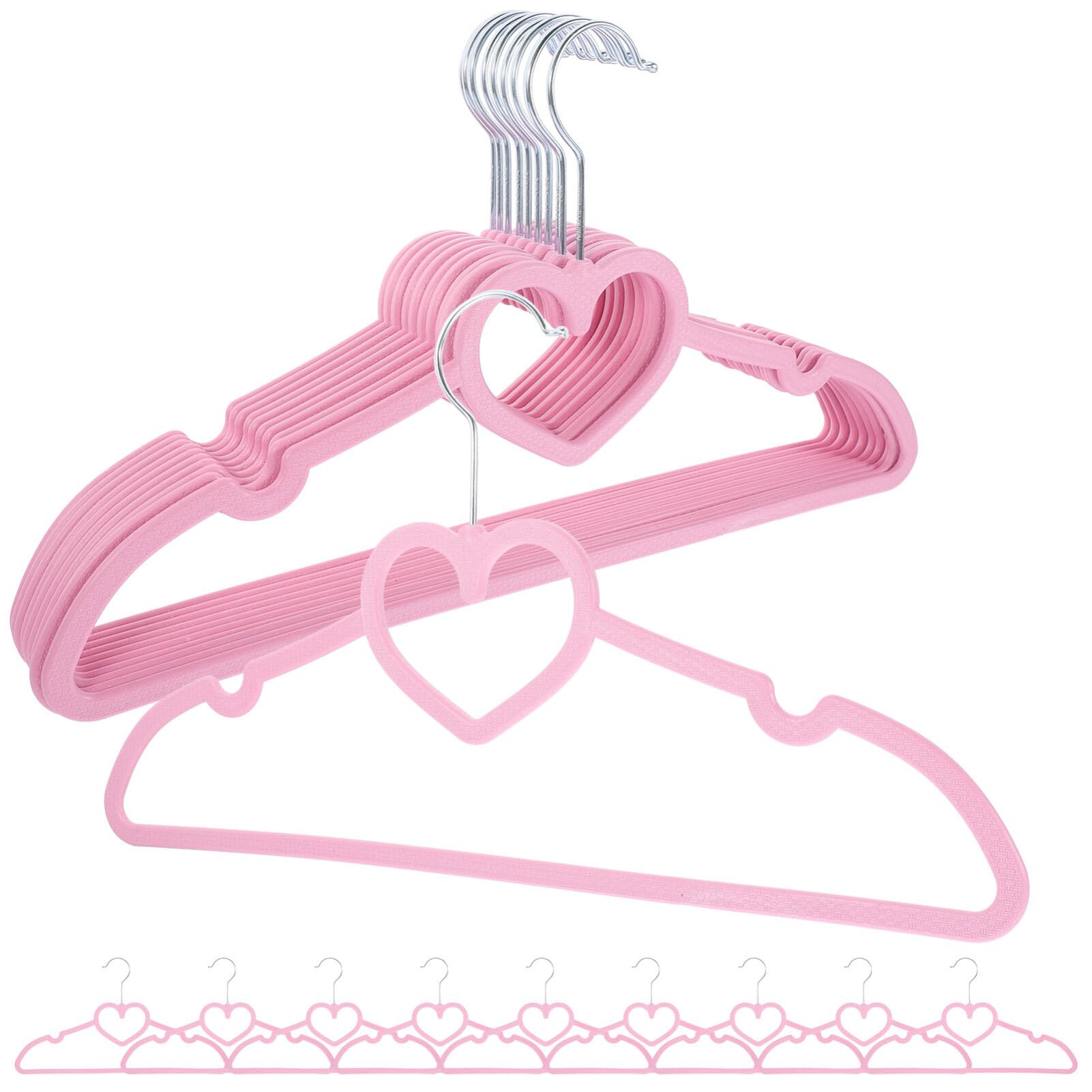 NUOLUX 20-Pack Pink Heart-Shaped Plastic Clothes Hangers with Non-Slip Grips - Perfect for Laundry Clothes Organization and IndoorOutdoor Use Suit 7400₽