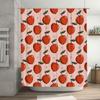 Vintage Cherry Bath Shower Curtain Red Floral Print Fabric Waterproof Washroom Decor – Pink Background, Orange Apples for Bathro