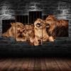 Lion Family Wildlife Animal 5 Piece Five Panel Wall Canvas Print Modern Art Poster Home Decor Gift For Him For Her
