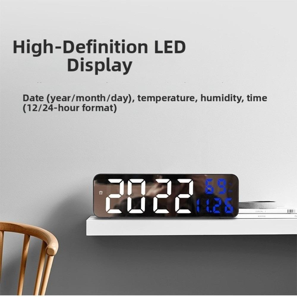 Black Electronic Alarm Clock 1.38x9.06x2.76in Wall Mounted Clock LED Alarm Clock  Nightstand Use