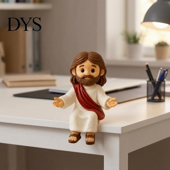 Artystyczne prezenty na parapetówkę Urocza modląca figurka Jezusa z żywicy, Błogosławiąca postać Statuetka na biurko, Kreatywne statuetki Dekoracja do przedpokoju Religijny przedmiot kolekcjonerski