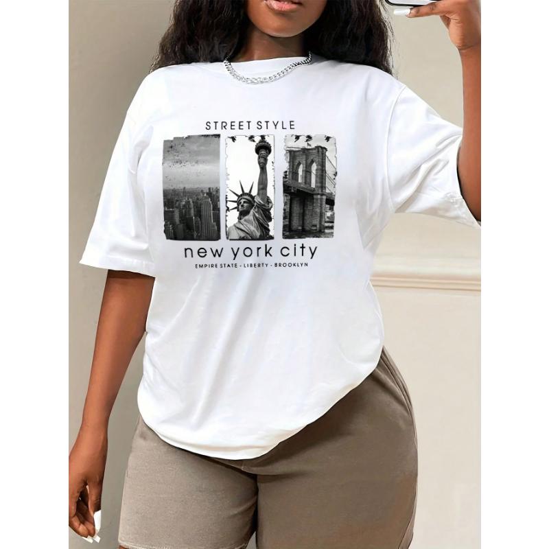 

Футболка с короткими рукавами и принтом в уличном стиле Нью-Йорк ЭМПАЙР-СТЕЙТ-ЛИБЕРТИ БРУКЛИН M