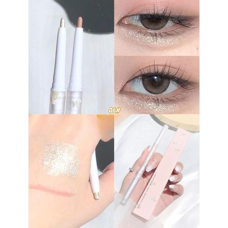 Colorful Blossom Season Double-Lobe Eyebrow Pencil with High Gloss and Highlighting Function - Waterproof and Sweat-Resistant, Not Likely To Bleed