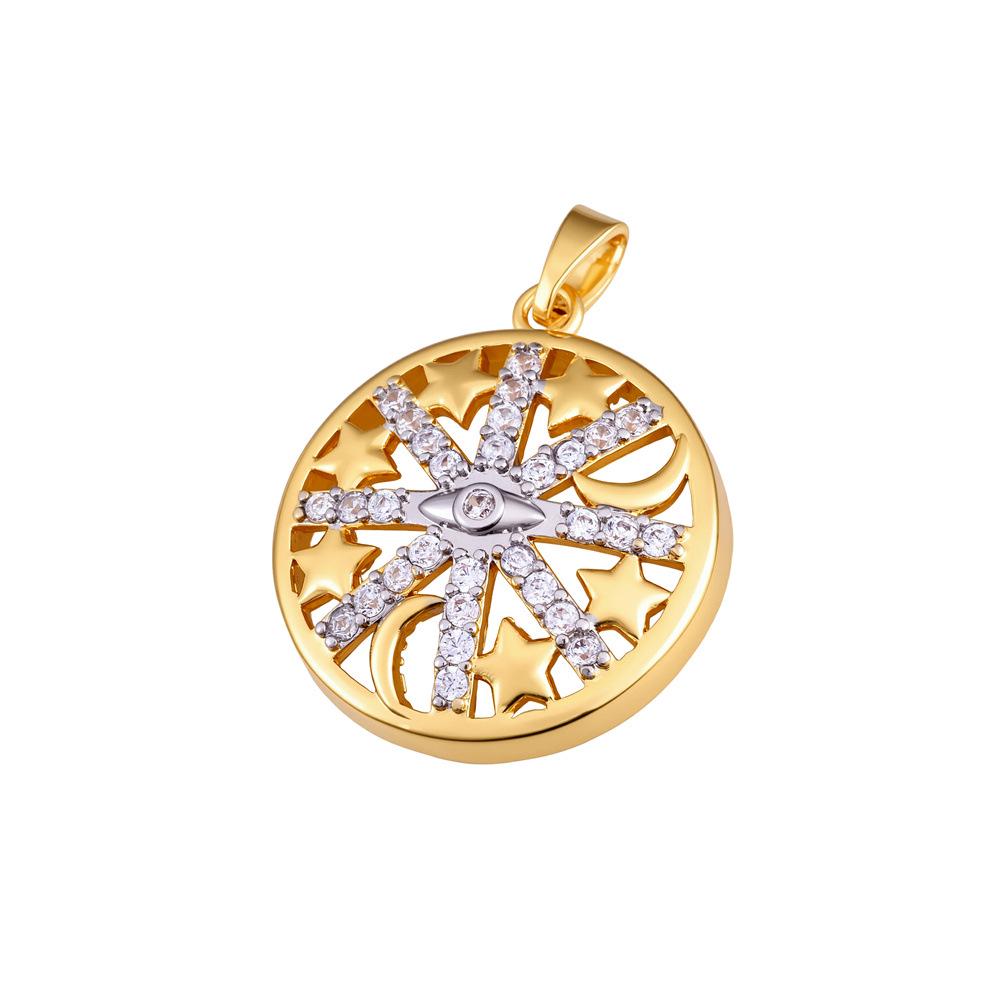 Retro European Zircon Pendant: Eight-Pointed Star, Sunflower, Spiral, Five-Pointed Star Necklace Accessory.