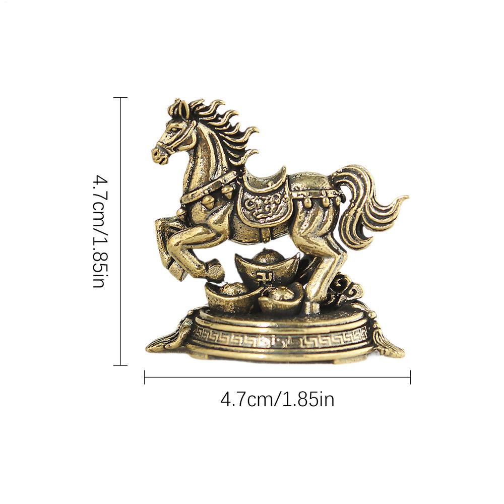 

2026 Year of the Horse Brass Statue Good Fortune Table Ornament Home Collectible Mantel Desk Decor Feng Shui Gift for New Year