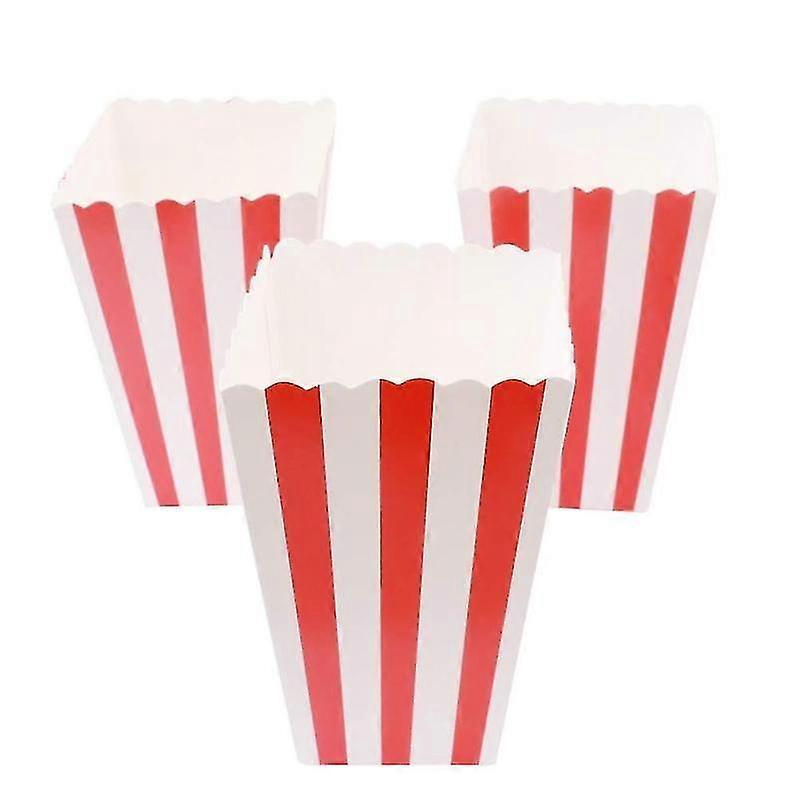 Barsinfi 50-Pack Popcorn Bags with Striped Paper Popcorn Boxes - Cardboard Candy Containers for Parties, Sweets & Kids Use
