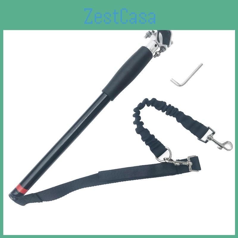 Vodítko pro psa na kolo s elastickým tlumičem nárazů Pevná ocelová trubka a nylonový materiál Černá