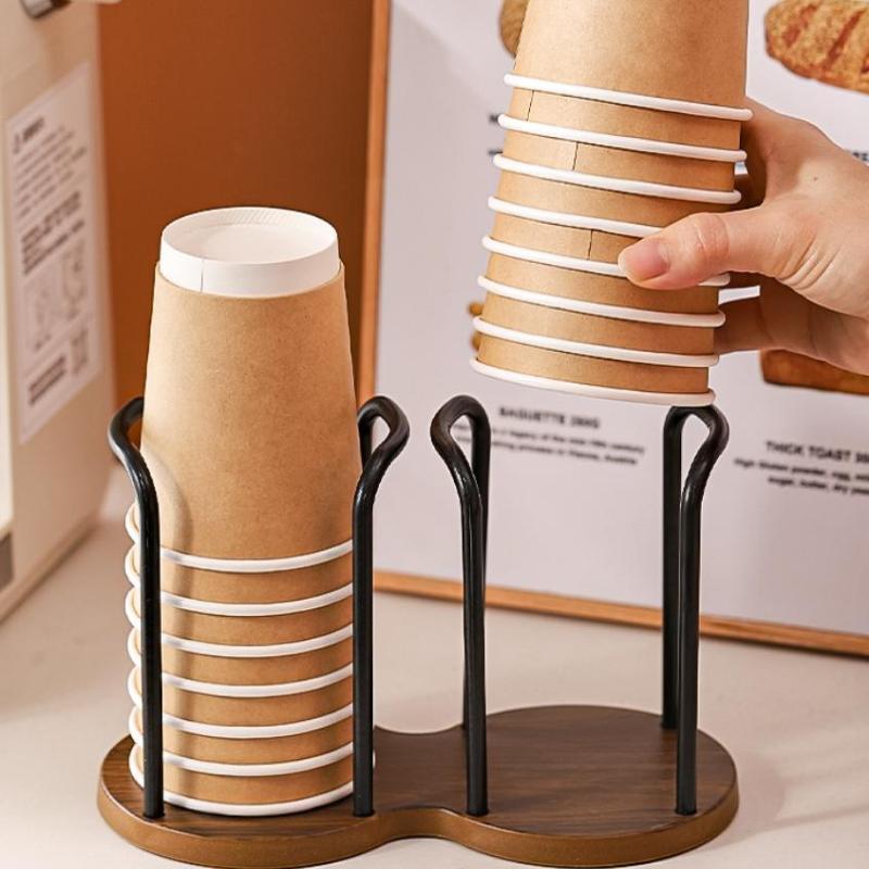 Disposable Cup Holder Multi-Function Coffee Cup Organizer Desktop Teacup Storage Rack Decor Stand For Home Countertop Use