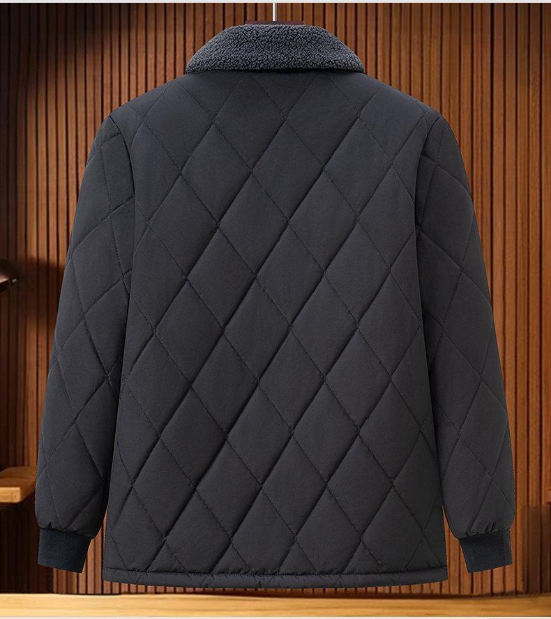 Men's Fleece-Lined Lapel Cotton Jacket - Casual, Warm Outerwear for Middle-Aged and Elderly Dads