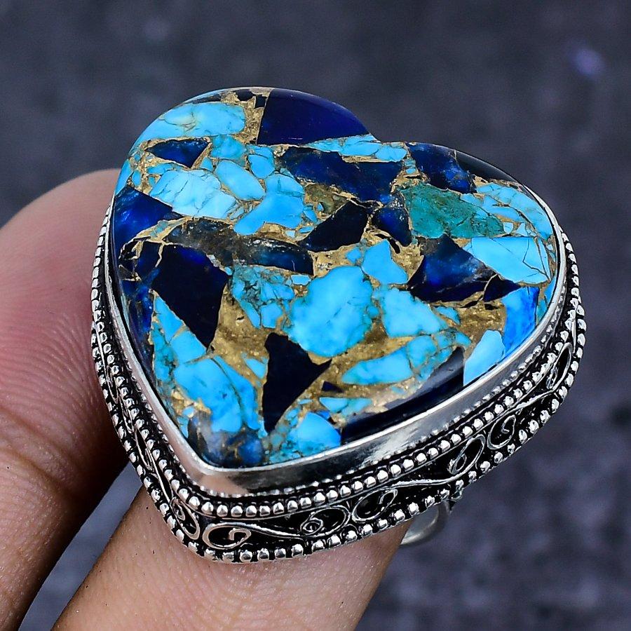 Natural Spiny Oyster Gemstone 925 Sterling Silver Jewelry Ring Size 8.5 ETC-13893