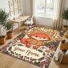 Autumn Fox Theme Soft Crystal Velvet Rug Custom Name & Text Print Non Slip Floor Rug for Bedroom Living Room
