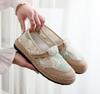 Damskie etniczne lniane buty codzienne - lekkie, antypoślizgowe, oddychające, z miękką podeszwą na wiosnę i jesień