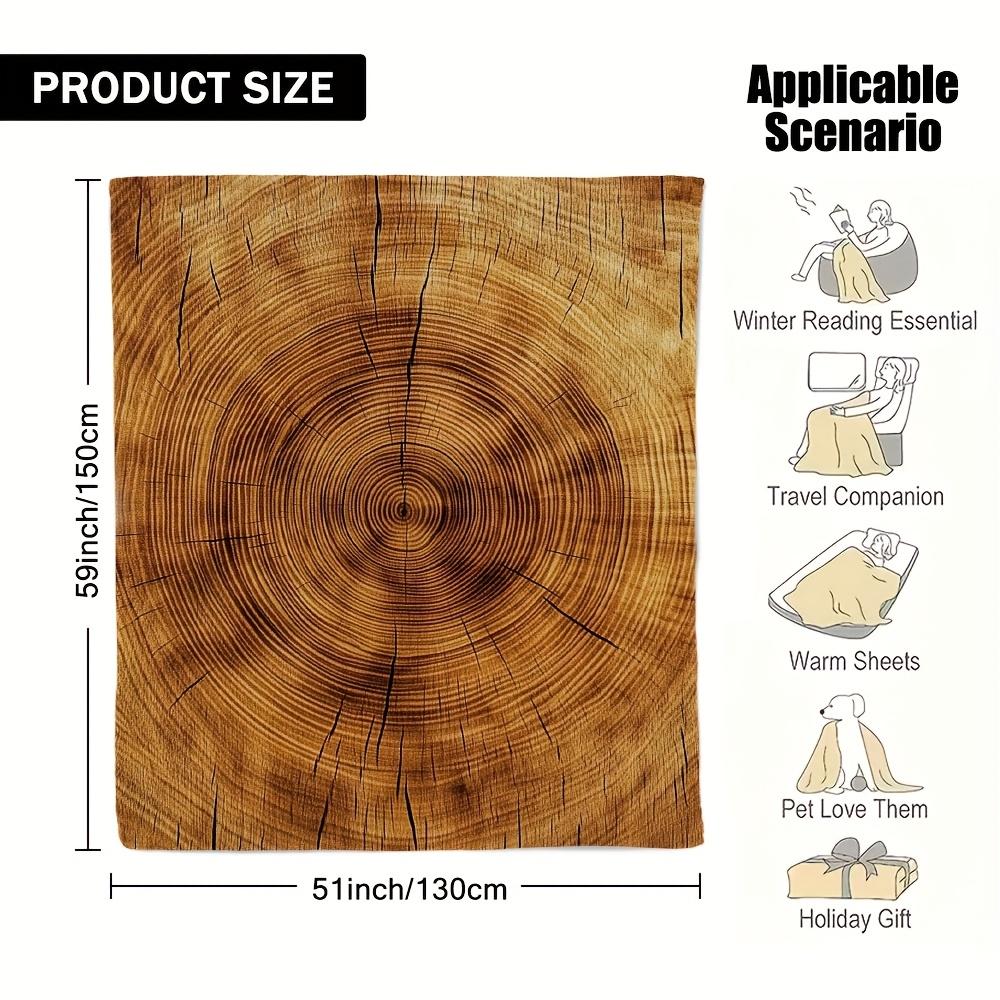 Plank Print Flannel Shawl, Casual Soft Blanket, Rustic Wood Grain Design, All Season Multi Scenario Comfort Accent