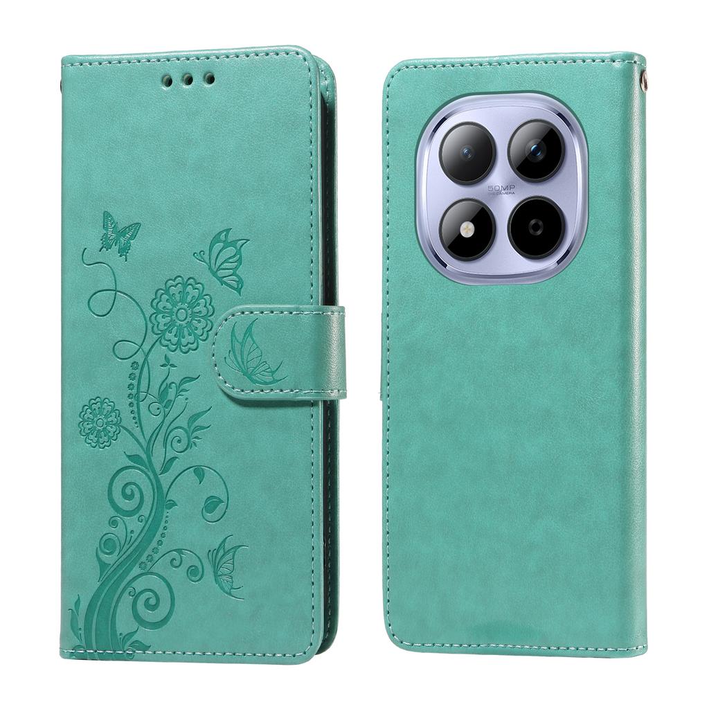 For Xiaomi Redmi Note 15 Pro 5G Leather Case Butterfly Floral Imprint Wallet Stand Cover