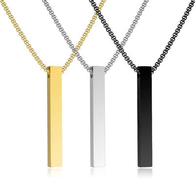 1Pc Simple Couple Necklace, Four-sided Cylinder Necklace, Three-color Polished Three-dimensional Necklace, Stainless Steel.