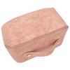 Make Up Cosmetic Bag PU Leather 180 Degree Opening Large Capacity Multi Functional Divider Flat Makeup Bag Pink
