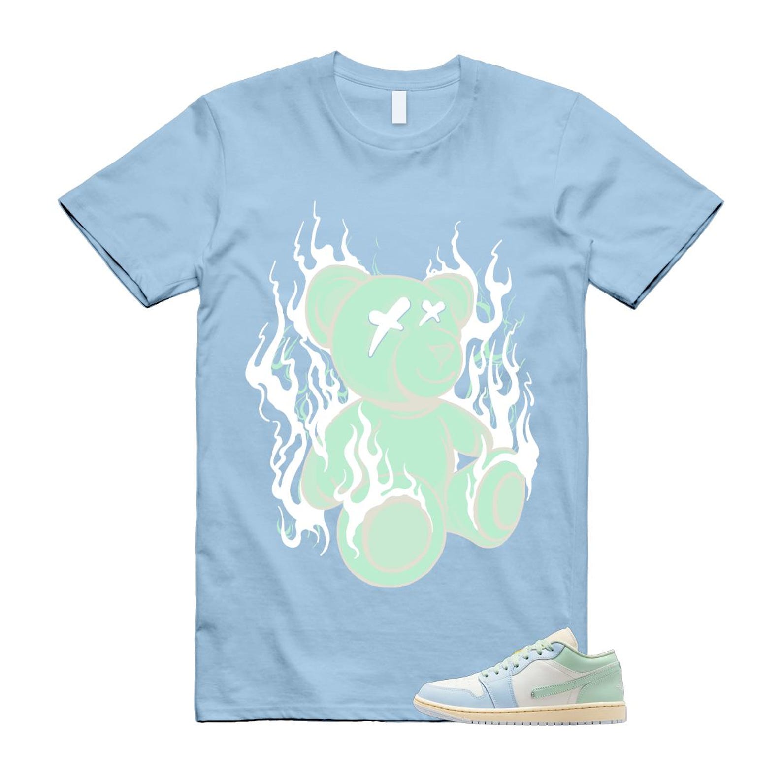 1 Sail Jade Aura Muslin White Ice Blue Mint T Shirt Match LIT L