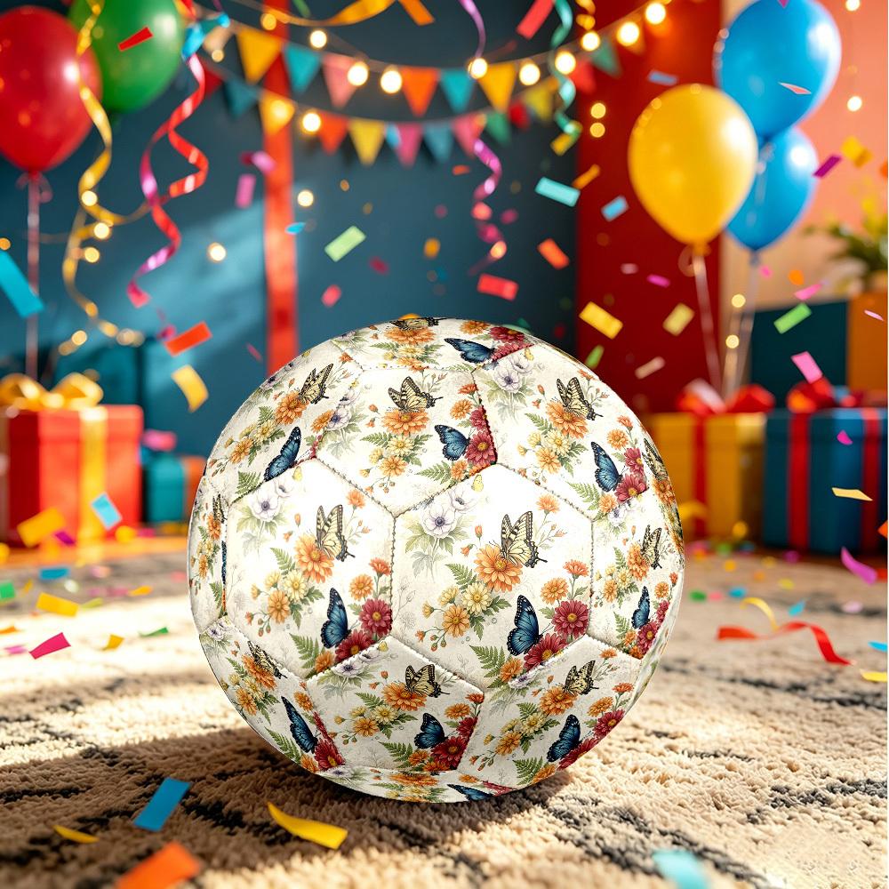 1pc Butterflies Flowers Size 5 Soccer Ball Professional Lightweight Durable Match Training Football Indoor &Outdoor Sports BallTraining Ball Y72