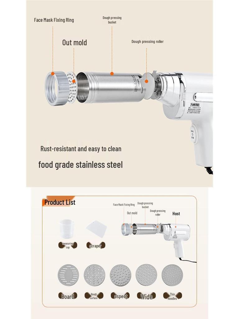 Electric Handheld Automatic Noodle & Dough Press Machine with Sausage Stuffer