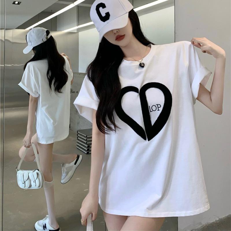 ins super fire love letter short sleeve t-shirt women loose design sense niche Korean version student versatile on clothes
