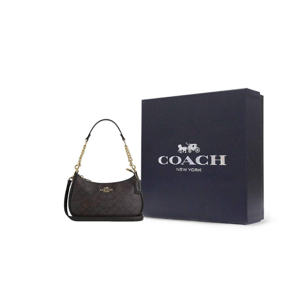 Coach Borsa a Spalla Teri in Ecopelle con Pelle Riciclata Media da Donna Marrone Scuro CV933-IMXAQ